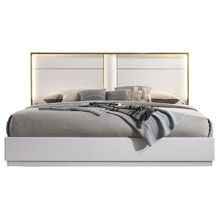 Best Master Furniture Havana White with Gold Trimming Bed - California King Havana California King Bed